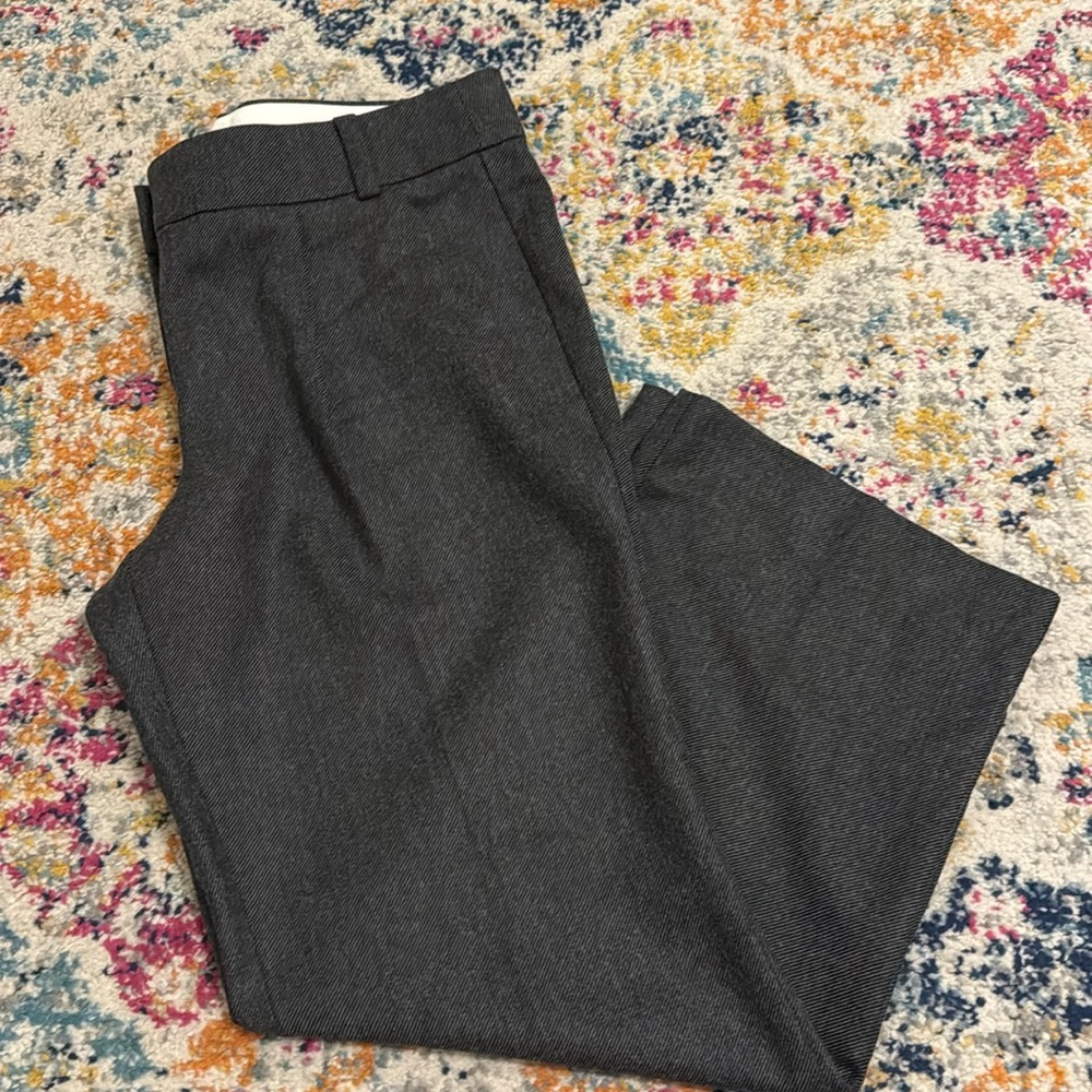 LOFT Dark Gray Wide-Leg Trousers